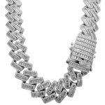 925 Sterling Silver Baguette Set Prong Cuban Chain - 15 mm - Image 2