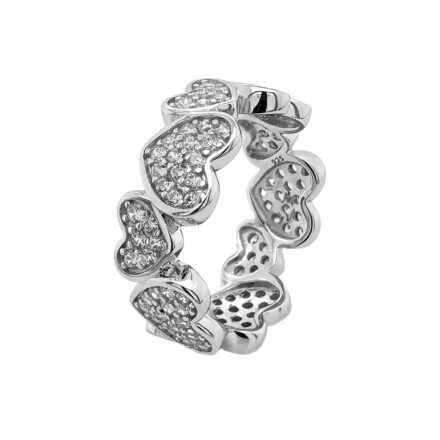 925 Sterling silver Heart band eternity ring for women solid.