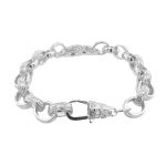 Gucci link styled belcher bracelet for kids and women in sterling silver with cz stones.