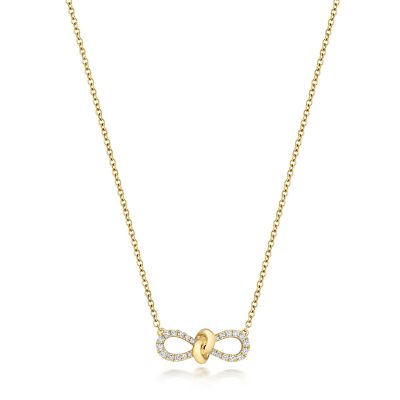 18k Infinity diamond necklace chain for women set with high quality stones.