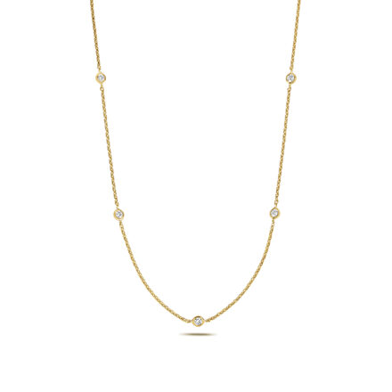 9k and 18k yellow gold womens necklace set with 0.35 ct of SI diamonds and 16-17 inchens in length.