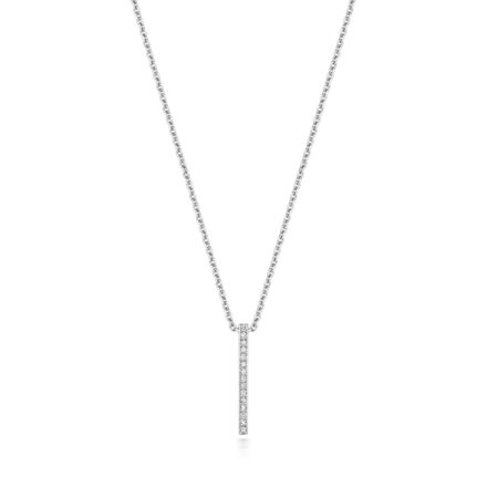 18k white gold diamond set bar necklace with SI diamonds 0.05 ct G color.