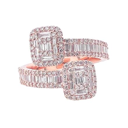 9k Rose Gold Cross Over VS1 Diamond Ring with 1.2 ct in total.