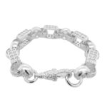 925 sterling silver gypsy link belcher stones set heavy and solid for men 14.50 mm wide.