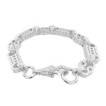 925 sterling silver stars and bars belcher bracelet solid and heavy wide 12 mm for men.