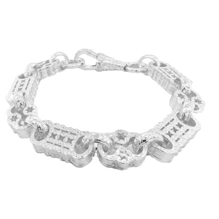 Solid and heavy stars and bars belcher bracelet for men 12 mm.