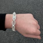 Stars and bars belcher bracelet solid and heavy 12 mm wide in sterling silver.