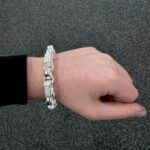 925 sterling silver gypsy link belcher bracelet stone set heavy and solid links for men 14.50 mm wide.