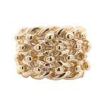 9k Yellow gold keeper ring 16.50 mm wide heavy and solid ring for men.