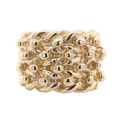 9k Yellow gold keeper ring 16.50 mm wide heavy and solid ring for men.