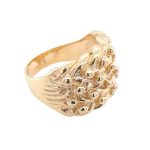 9k yellow gold ring for men keeper style wide and heavy style.