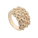 9k yellow gold solid keeper ring for men 16.50 mm wide for men, nugget style.