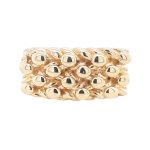 9k yellow gold rectangular shaped 4 row keeper ring heavy weight for men 13 mm wide.
