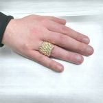 9k yellow gold solid keeper ring for men large size heavy weight.