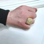 9k yellow gold solid keeper ring 22 mm wide for men large size.