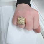 9k yellow gold solid mens keeper ring for men 22 mm wide.