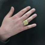 9k yellow gold 22 mm wide keeper ring solid and heavy for men.