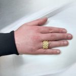 9k yellow gold solid keeper ring 16.50 mm wide.