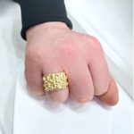 Keeper ring for men on hand wide and solid 9k yellow gold 16.50 mm.