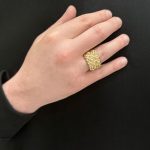 Yellow gold Keeper ring 16.50 mm wide solid and heavy frame.