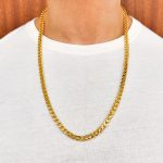 Solid heavy styled franco chain for men 9k yellow gold 5.5 mm and 6.5 mm wide for men.
