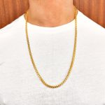 solid franco chain for men 4.5 mm wide on a man to show case the size.