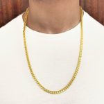9k gold solid Franco chain italian made diamond cut style for men solid heavy weight 5.5 mm wide.