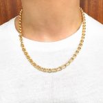 9k yellow gold belcher chain for men women and kids children 6 mm wide.