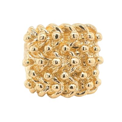 9k yellow gold solid 5 row keeper ring heavy weight large size 24.50 mm wide for men UK Hallmarked top quality.