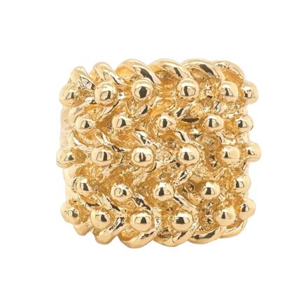 9k yellow gold solid 5 row keeper ring heavy weight large size 24.50 mm wide for men UK Hallmarked top quality.