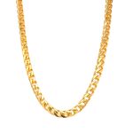 9k yellow gold solid franco chain for men diamond cut arrow shaped style heavy weight big link chain 6.5 mm wide.