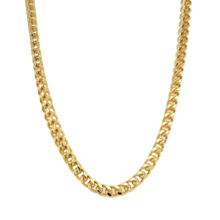 9k solid franco chain diamond cut arrow shaped italian design for men yellow gold 20 inches, 22 inches, 24 inches, 26 inches, 28 inches, 30 inches.