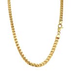 9k solid franco chain yellow gold for men diamond cut style arrow shaped. Heavy and solid 5.5 mm wide.