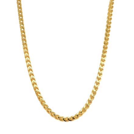 9k Yellow gold solid Franco chain 4.5 mm wide for men women and children. Arrow shaped link diamond cut franco.