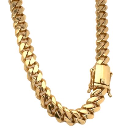12 mm wide Miami Cuban chain heavy weight quarter of a kilo size for men in 9k yellow gold.
