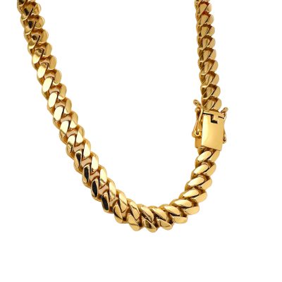 9k yellow gold solid Miami Cuban chain 10 mm wide with a safety box clasp heavy weight quarter of a kilo.