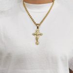 9k yellow gold solid crucifix pendant solid heavy and large pendant.