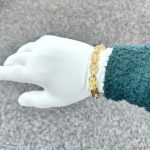 10 inches long yellow gold stars and bars tulip bracelet for men solid heavy weight.