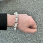 925 sterling silver belcher bracelet micro pave set with cz stones for men with large links.