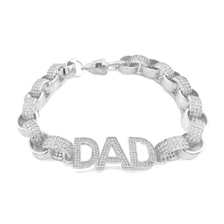 DAD belcher bracelet with stone set and plain link large size for men.