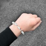 925 sterling silver belcher bracelet for men and women with Cz stones 3 rows micro pave.
