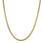 9k, 9ct yellow gold solid foxtail franco chain 2.5 mm wide solid Italian made for men women and kids children.