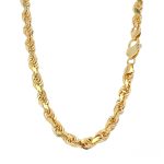 9k yellow gold solid rope chain with a diamond cut design for men in 6.5 mm width.