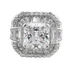 925 Sterling Silver Large Stone Set Signet Ring With Rub- Over Cushion Cz - SR00209