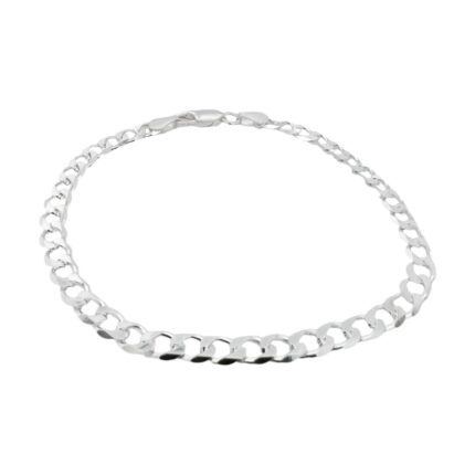The Iconic Curb Bracelet 5 mm wide, in 925 sterling silver. The bracelet has oval shaped flat links with a substantial thickness making it very strong and stable. The bracelet is perfect everyday accessory combine with a watch or a leather bracelet. All our products are stamped and hallmarked.
