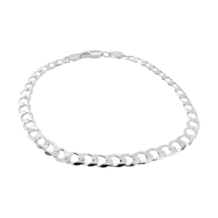The Iconic Curb Bracelet 5 mm wide, in 925 sterling silver. The bracelet has oval shaped flat links with a substantial thickness making it very strong and stable. The bracelet is perfect everyday accessory combine with a watch or a leather bracelet. All our products are stamped and hallmarked.