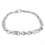 7 mm wide stars and bars tulip bracelet in 925 sterling silver for men women and kids.