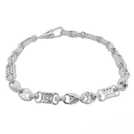 7 mm wide stars and bars tulip bracelet in 925 sterling silver for men women and kids.