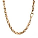 9k Yellow Gold tulip chain with solid links 20 inches long and 5.5 mm wide.