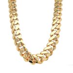 9k Yellow gold solid Cuban chain 14 mm wide from 20 inches, 22 inches, 24 inches, 26 inches, 28 inches and 30 inches long.